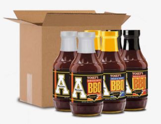 Mixed Case of Yosefs BBQ Sauces 18 oz.